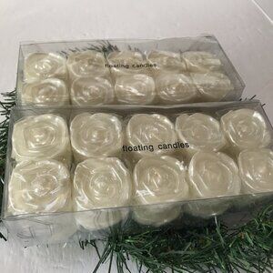 40pc Vintage Floating Candles Pearl White Roses Flowers Wedding Bridal Party